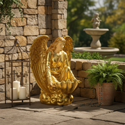 Kneeling Angel With Bowl Outdoor Statue (34 - Inch) Side Angle