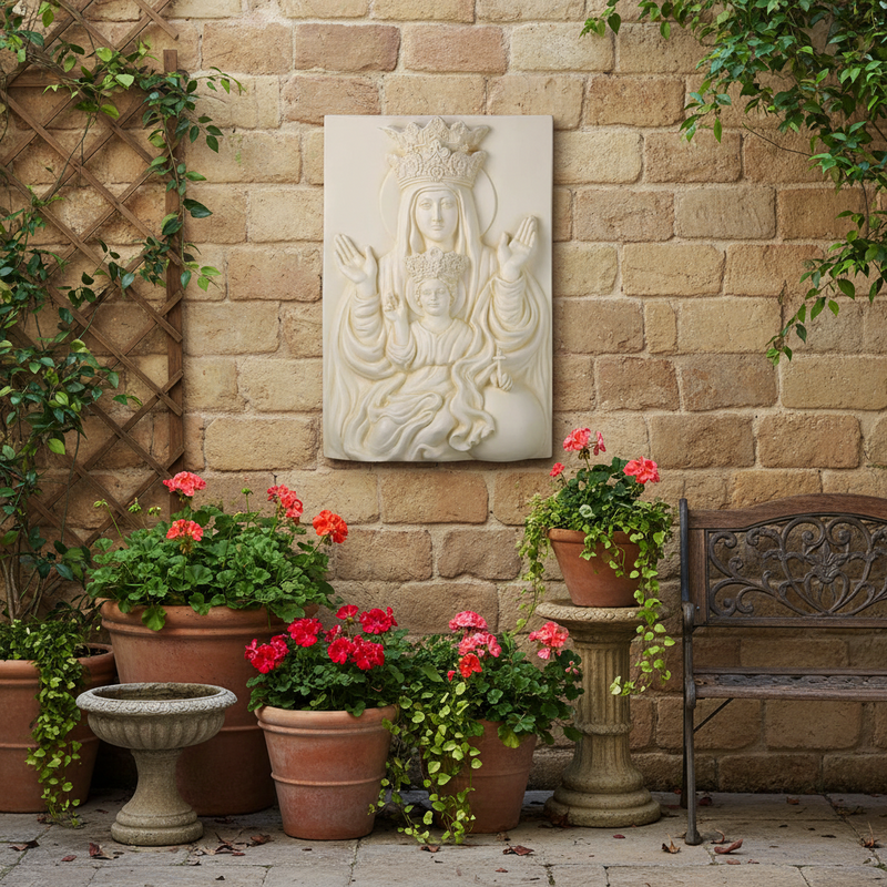 Mother and Child Catholic Plaque (17.0 - Inch) Side Angle