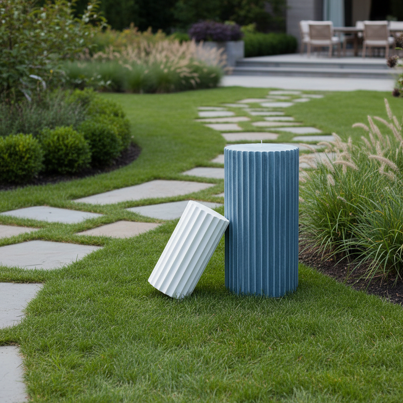Fluted Shaft Outdoor Statue (13 - Inch) Side Angle