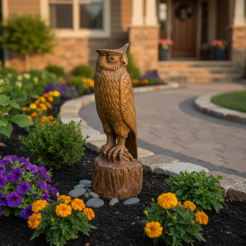 Owl Garden Statue (18 - Inch) Side Angle