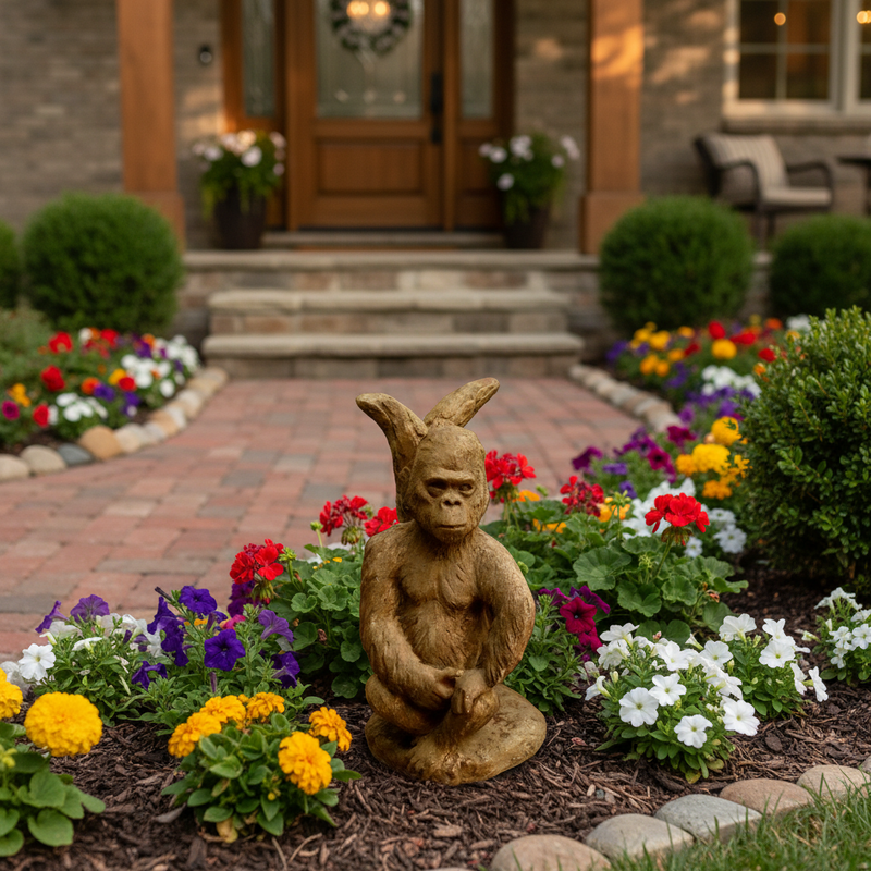 Gorilla Garden Statue (22 - Inch) Side Angle