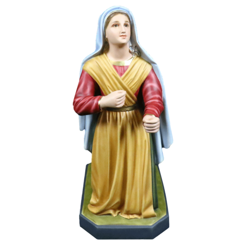 Madonna statue in classical Renaissance style with ornate drapery, serene expression, and traditional old world European detailing.