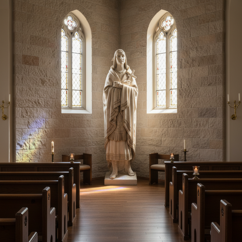 Saint Kateri Tekakwitha Statue (60 - Inch) Side Angle