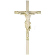 Crucifix featuring a classical depiction of Jesus Christ with outstretched arms in an ornate, old world European style.