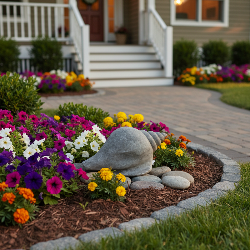 Beach Shell Garden Statue (16 - Inch) Side Angle