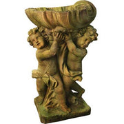 Cherubs with Basin Birdbath Outdoor Statue (36 - Inch)