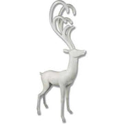 Stag sculpture with elongated, ornate antlers in a classical, old world European style, featuring elegant, flowing lines.