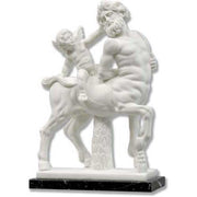 Centaur and cherub sculpture in classical Greek style with ornate, detailed features and dynamic, old world European composition.