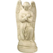 Kneeling angel with a serene facial expression and hands clasped in prayer on a round base.