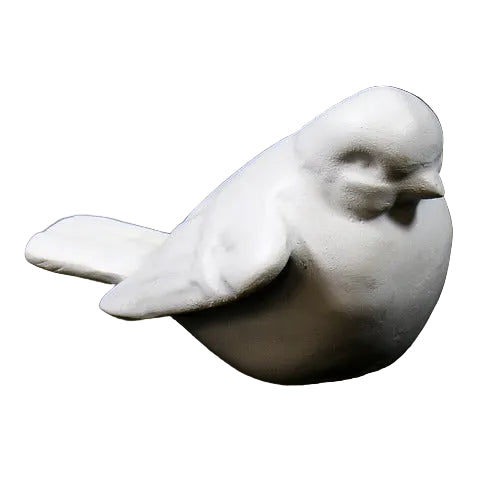 Sculpted bird figurine with classical European style, featuring smooth, rounded lines and subtle, ornate detailing.