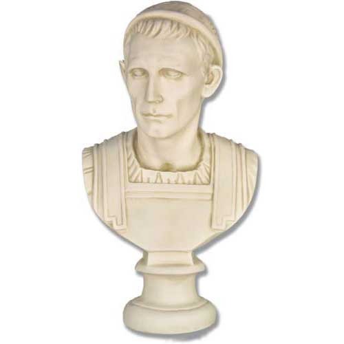 Classical Roman bust with detailed armor and laurel headband, featuring strong facial features and Renaissance-inspired design.