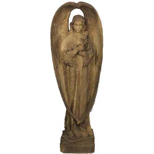 Angel With Flower Outdoor Statue (27 - Inch)