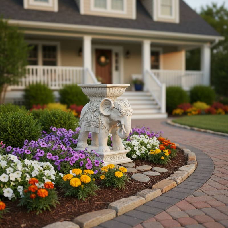 Elephant Garden Statue (18 - Inch) Side Angle