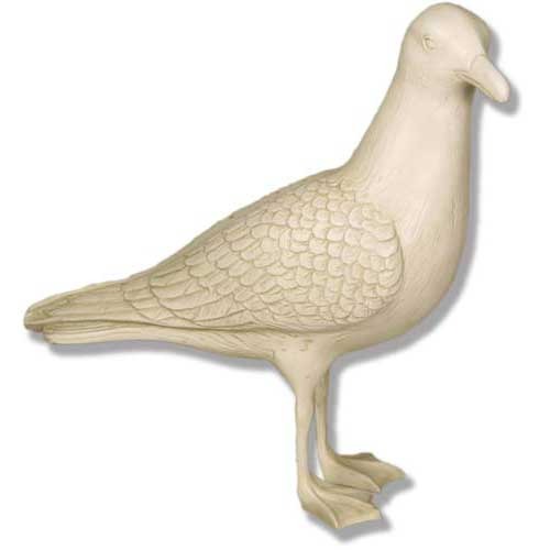 Dove sculpture with detailed feather carvings, classical European style, standing upright in a naturalistic pose.