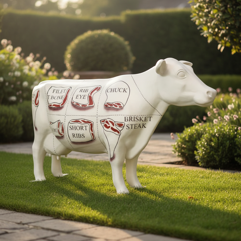 Cow Garden Statue (24.5 - Inch) Side Angle
