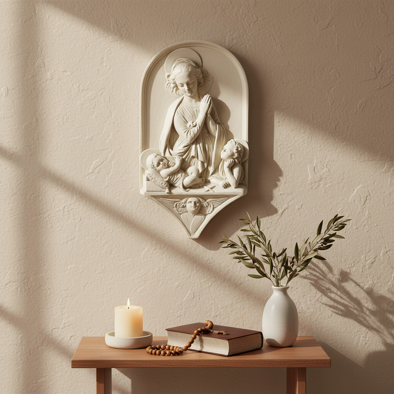 Madonna and Child Religious Statue (15 - Inch) Side View