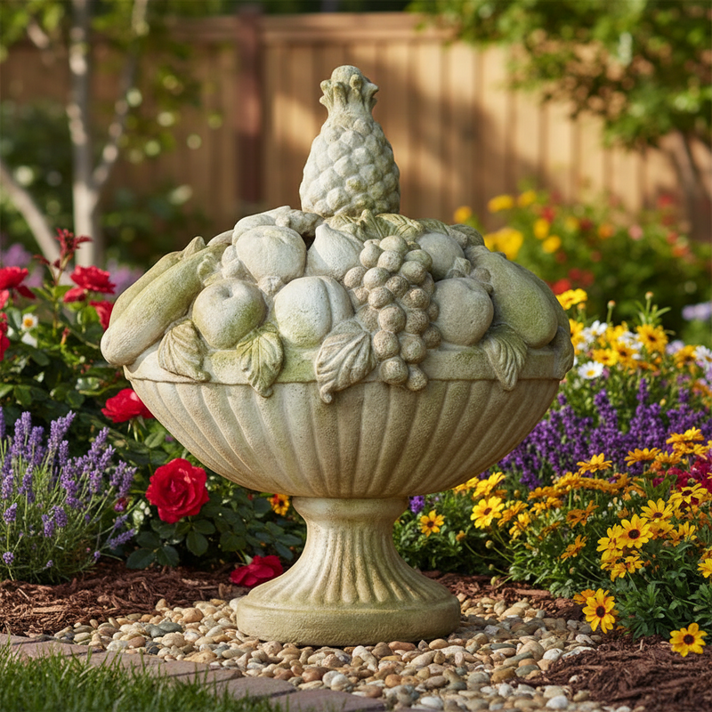 Tropical Basket Statue (18 - Inch) Side Angle