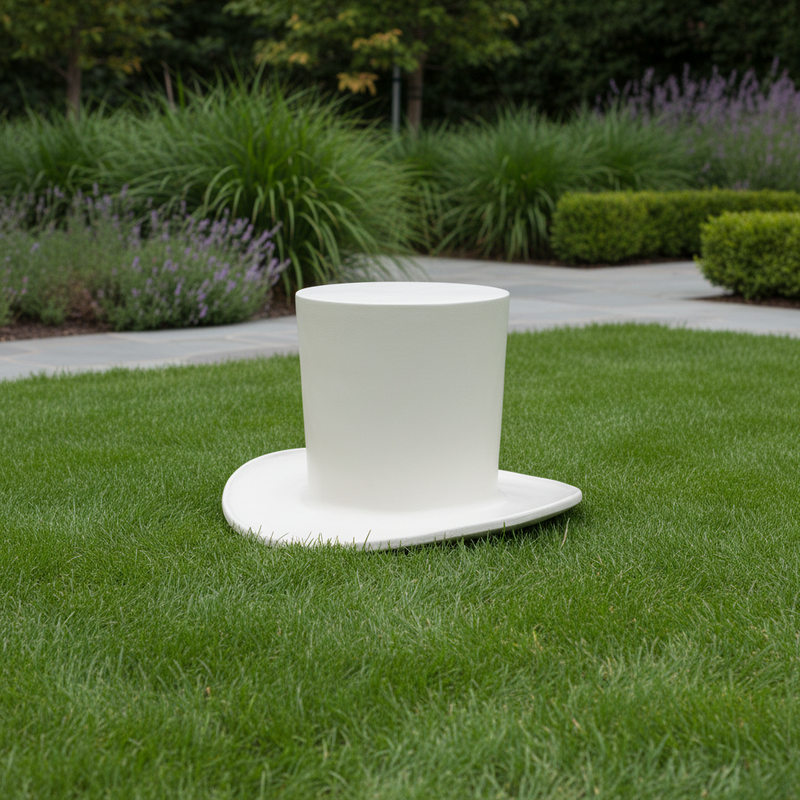 Tall, cylindrical top hat with a wide, gently curved brim, featuring a classical and old world European silhouette. Side Angle