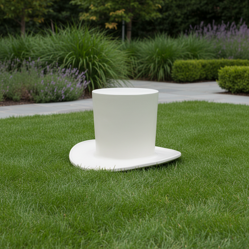 Tall, cylindrical top hat with a wide, gently curved brim, featuring a classical and old world European silhouette. Side Angle