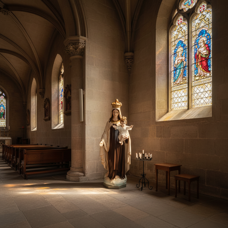 Our Lady of Mount Carmel Statue (60 - Inch) Side Angle