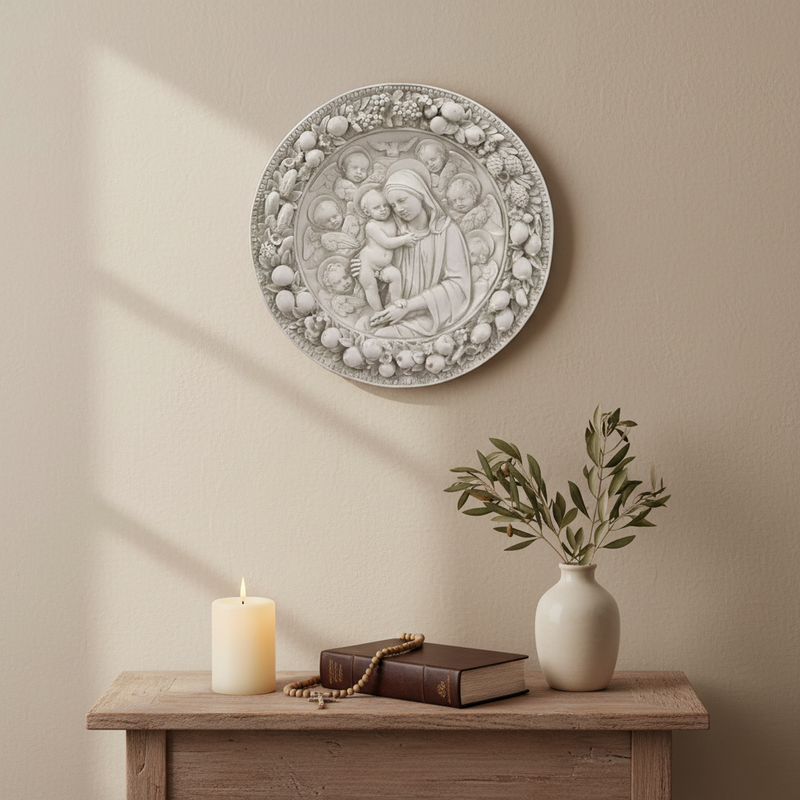 Roundel Religious Statue (29 - Inch) Side View