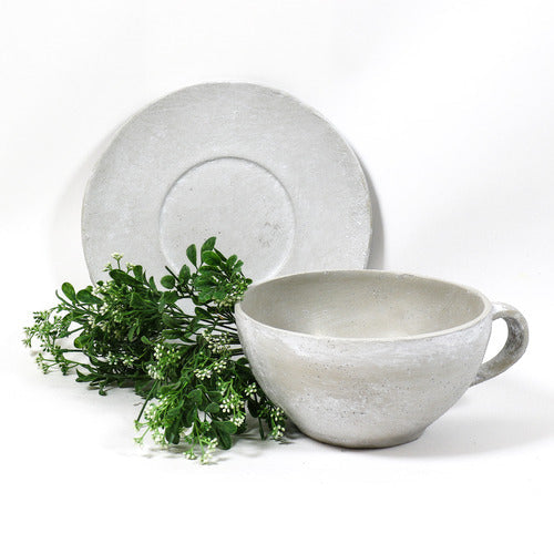 Coffee Cup On Saucer Statue (5 - Inch) Side Angle