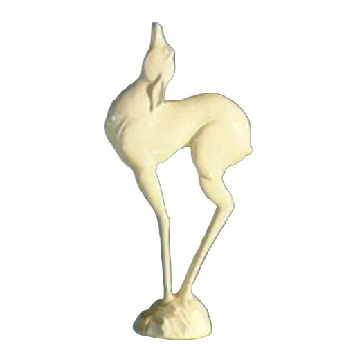 Graceful deer sculpture with elongated legs and neck, featuring an old world European, classical minimalist style.