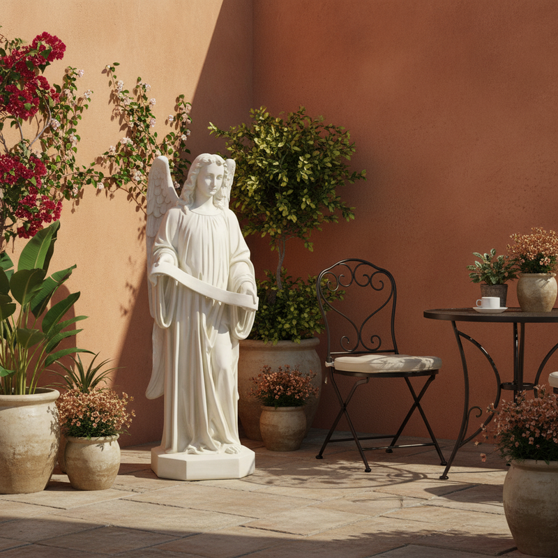 Angel Holding Scroll Outdoor Statue (49-Inch)