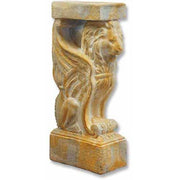 Winged lion corbel with classical old world European and Renaissance ornate detailing, featuring intricate carved scrollwork.