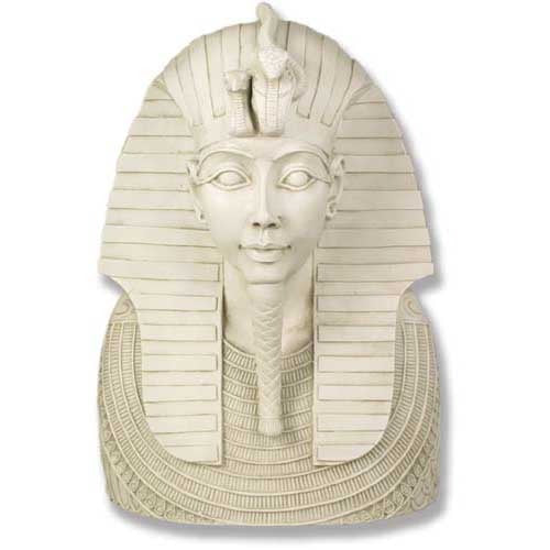 Pharaoh bust with ornate headdress and detailed collar, featuring classical Egyptian and ancient world design elements.