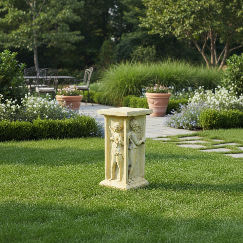 Della Robia Cherub Outdoor Statue (24 - Inch) Side Angle