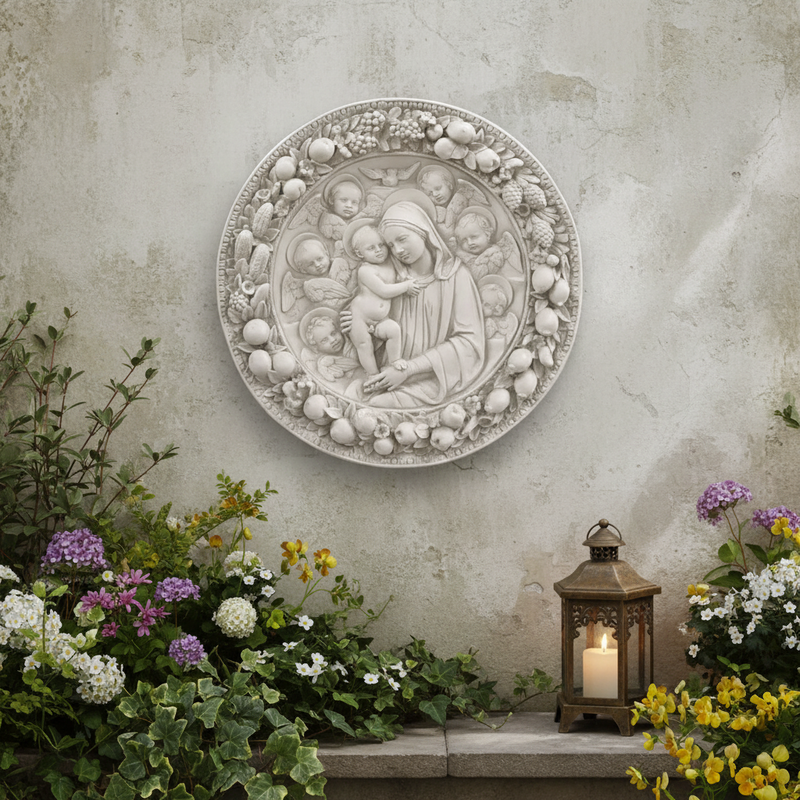 Roundel Religious Statue (29 - Inch) Side Angle