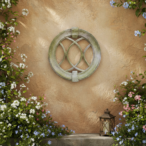 Laced Round Frame Outdoor Plaque (18.7 - Inch) Side Angle