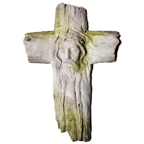 Christ's Face on Wooden Cross Outdoor/Indoor Statue