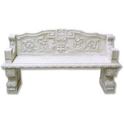Ornate bench with classical old world European design, featuring intricate Baroque scrollwork and Renaissance-inspired carvings.