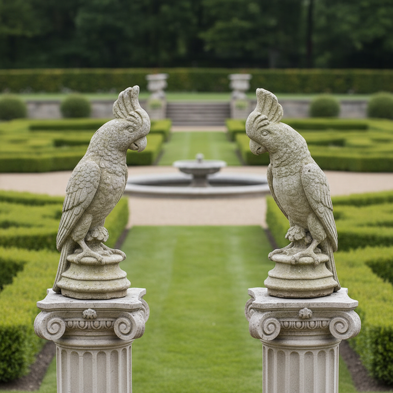 Parrot Finial Outdoor Statue (21 - Inch) Side Angle