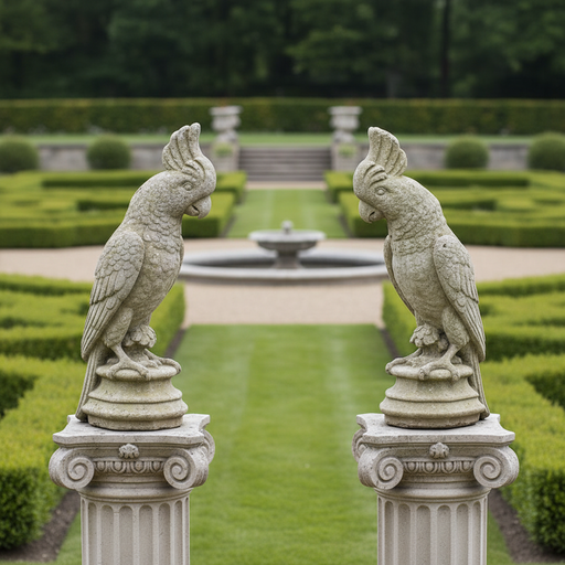 Parrot Finial Outdoor Statue (21 - Inch) Side Angle