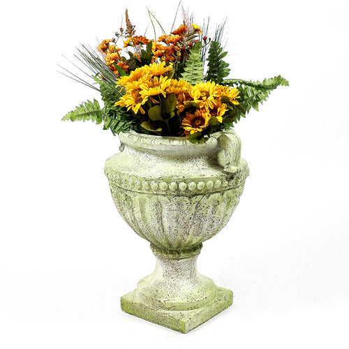 Fluted And Beaded Urn 18""h Outdoor/Indoor Statue