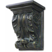 Ornate old world European corbel with classical acanthus leaf detailing and Baroque scrollwork, featuring intricate carved accents.