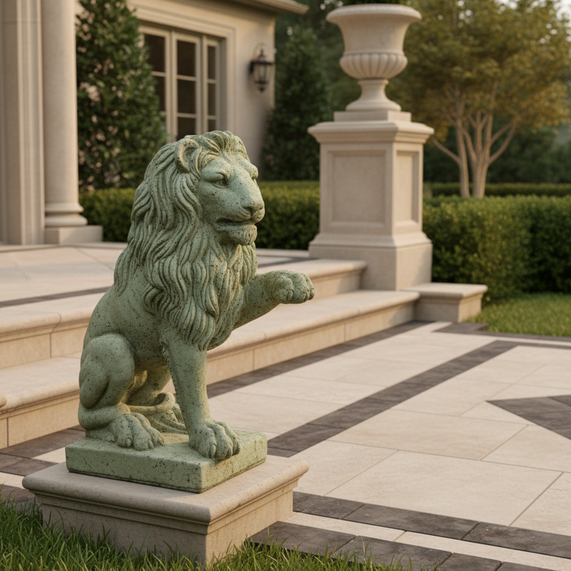 Lion Garden Statue (23 - Inch) Side Angle