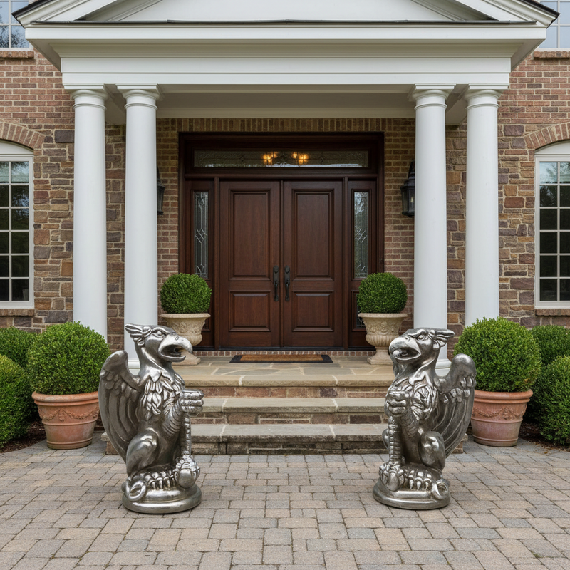 Griffin Candleholder Set Statue (16-Inch)