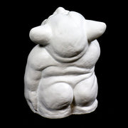 Whimsical medieval-style troll statue with exaggerated features, rounded belly, and playful expression, inspired by old world European folklore. Side View
