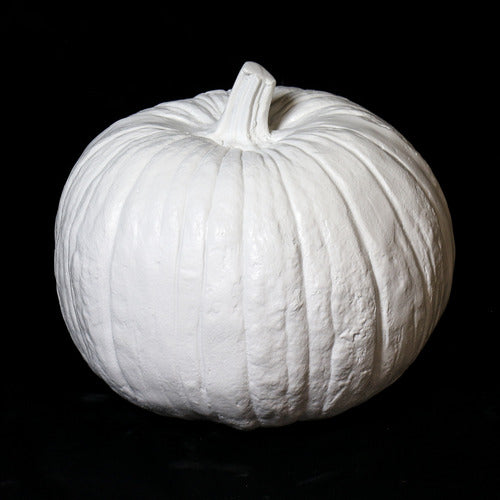 Pumpkin with classical sculptural detailing and ornate ridges, inspired by old world European and Renaissance aesthetics. Side View