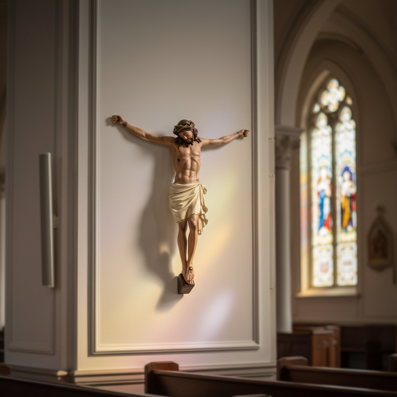 Jesus Head Down Statue (33 - Inch) Side Angle