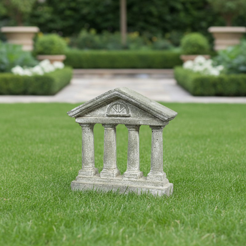 Roman Four Column Outdoor Statue (10 - Inch) Side Angle