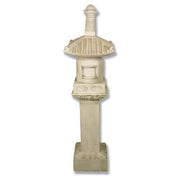 Pagoda-style garden lantern with ornate, classical detailing and tiered roof, inspired by old world European and Renaissance design.
