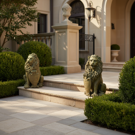 Lion Garden Statue (26 - Inch) Side Angle