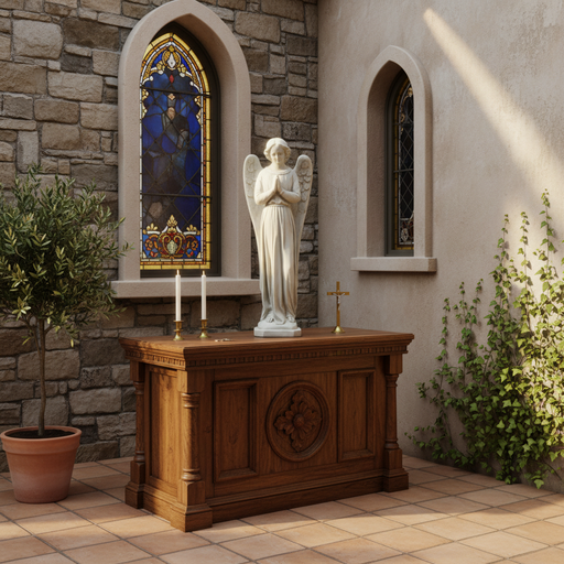 Standing Angel Outdoor Statue (21 - Inch) Side Angle