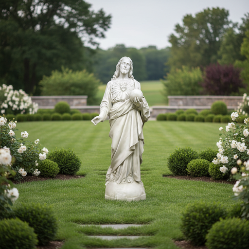 Sacred Heart To The World Statue (62 - Inch) Side Angle