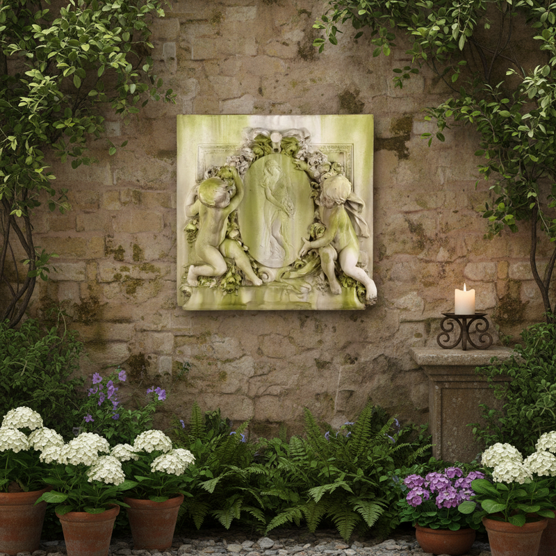 Labelle Demoiselle Cherub Outdoor Statue (39 - Inch) Side Angle